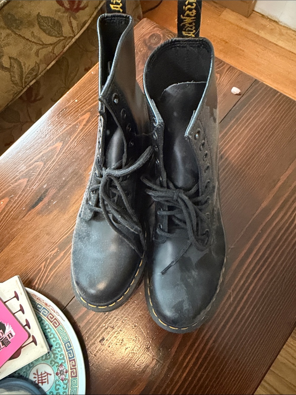 Dr. Martens Black 8-Eye Lace-Up Leather Combat Boots